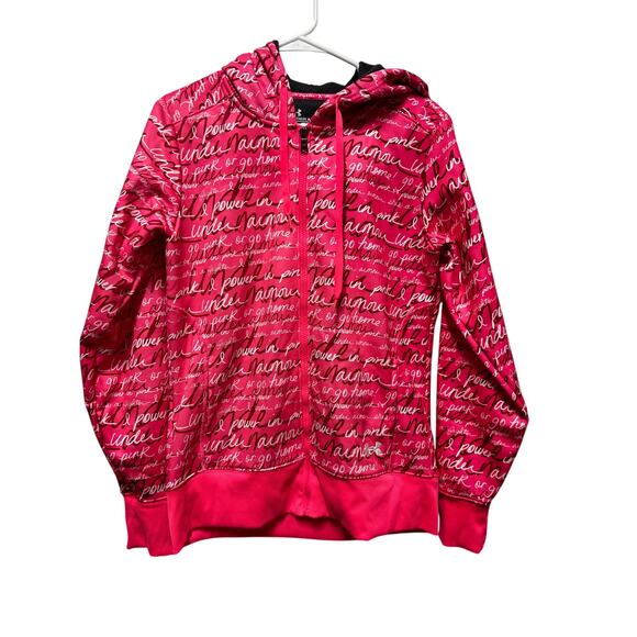 Under Armour Storm Semi Fitted Hoodie Pink Breast Cancer Full Zip Sz Medium - Picture 1 of 5